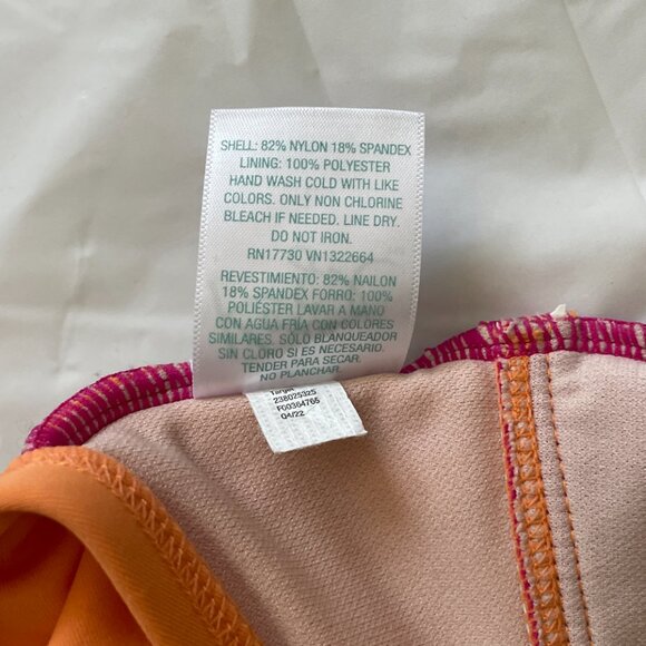 Kona Sol Cutout Colorblock One-Piece Swimsuit, Hot Pink and Orange, Size L - Picture 6 of 6